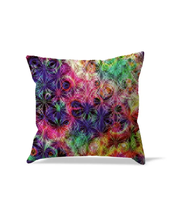 Visionary home décor pillow cover inspired by the Sri Yantra symbol.