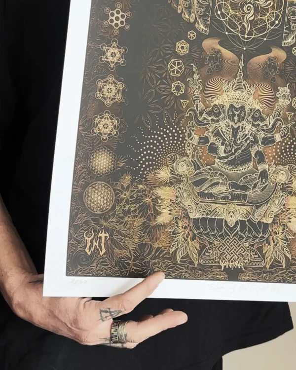 Echoes of the Threefold Self sacred geometry art print by Yantrart Design – limited edition fine art giclée