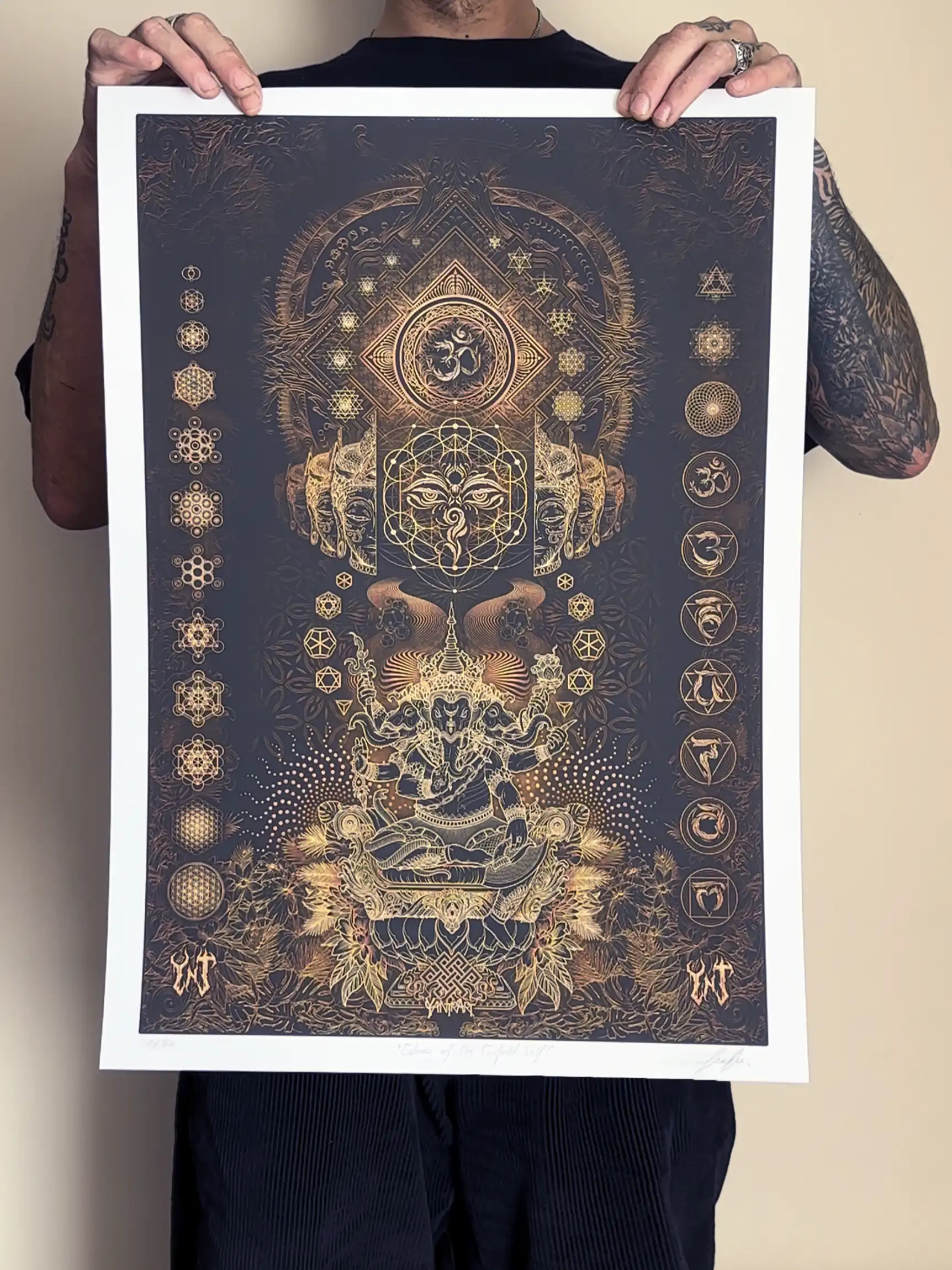 Echoes of the Threefold Self sacred geometry art print by Yantrart Design – limited edition fine art giclée