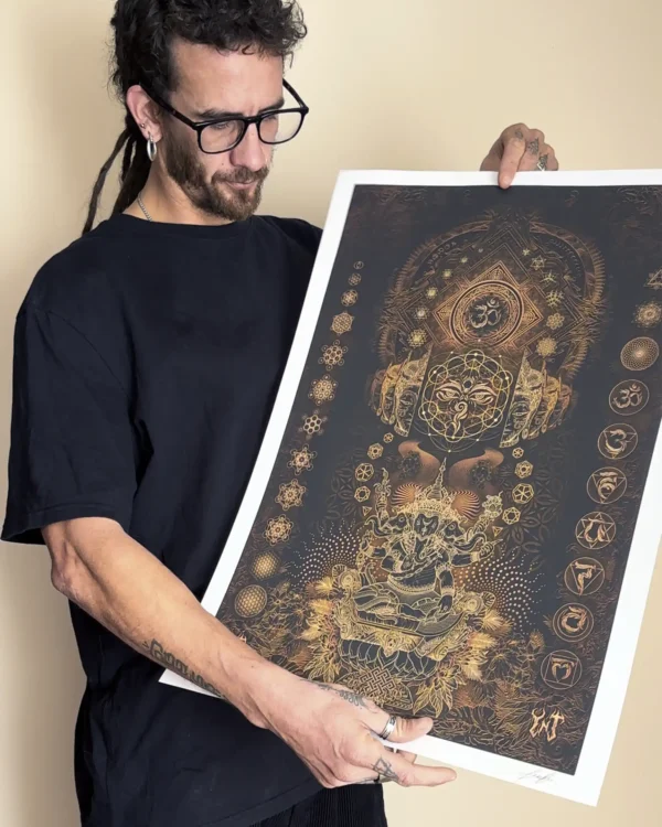 Echoes of the Threefold Self sacred geometry art print by Yantrart Design – limited edition fine art giclée